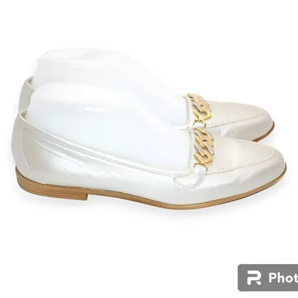 Amalfi Pearl Cream Bisque Ivory Neutral Minimalist Leather Flats Loafers 7.5