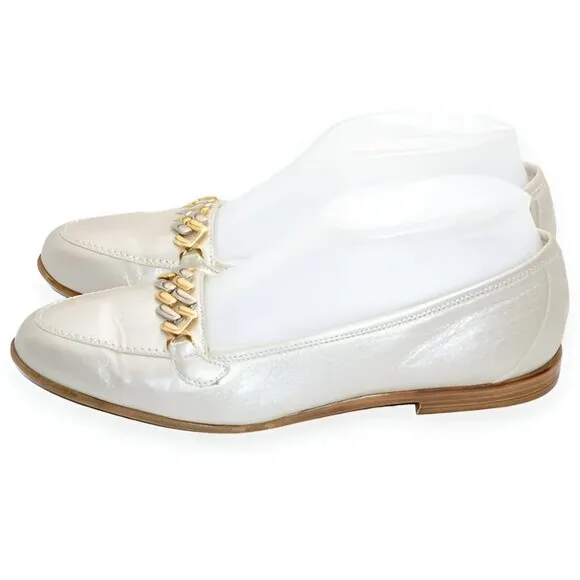 Amalfi Pearl Cream Bisque Ivory Neutral Minimalist Leather Flats Loafers 7.5