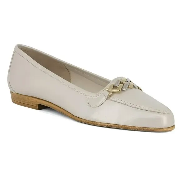 Amalfi Pearl Cream Bisque Ivory Neutral Minimalist Leather Flats Loafers 7.5