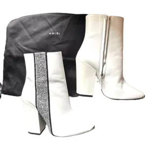 AMIRI Leather Heeled Boots with Glitter Accent NWOB‎ Sz 36.5 (6)