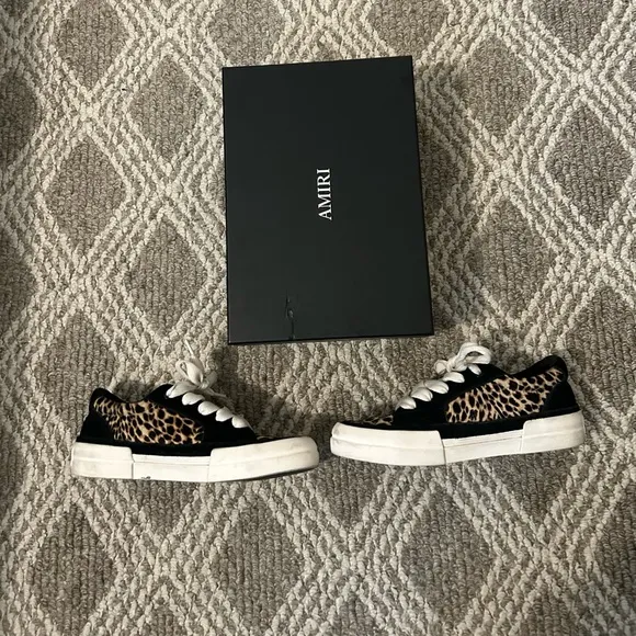 Amiri Leopard Print Sneakers with Stars