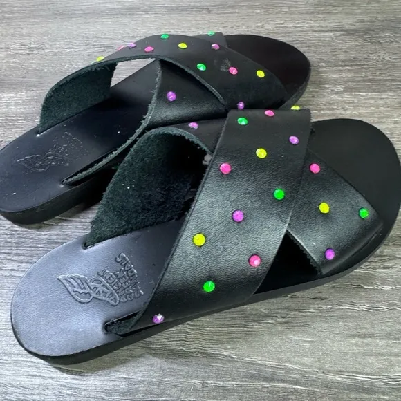 Ancient Greek Sandals Swarovski Leather sandals size 29/US toddler 12 EUC RARE