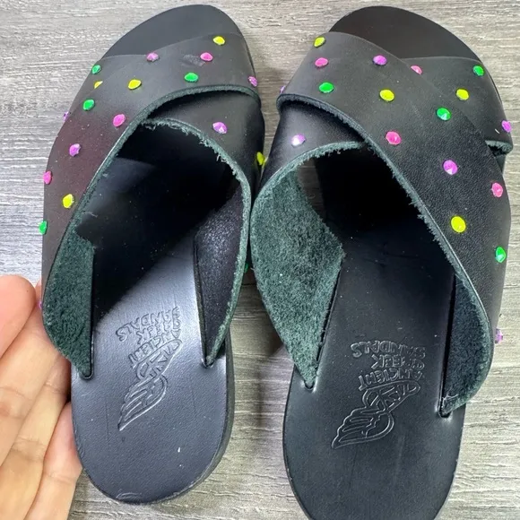 Ancient Greek Sandals Swarovski Leather sandals size 29/US toddler 12 EUC RARE