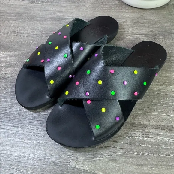 Ancient Greek Sandals Swarovski Leather sandals size 29/US toddler 12 EUC RARE