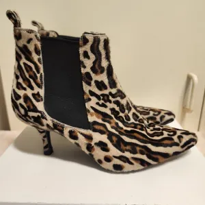 Anine Bing &quot;Stevie&quot; Leopard Calfshair Print Pointy Ankle Boots Sz.9/39 Ret.$449