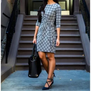 Ann Taylor Geometric Print Dress – Size L, Elegant &amp; Chic