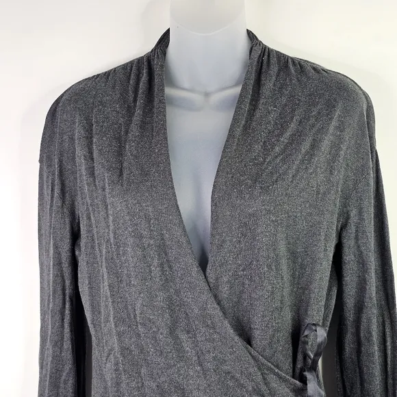 Ann Taylor Gray Silk and Cashmere Wrap Sweater