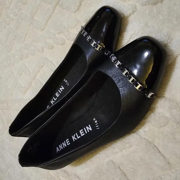 Anne Klein iflex Black Flats 9 NWOT