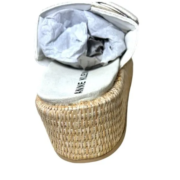 Anne Klein Womens White Open Toe Espadrille Platform Wedge Sandals Sz 10 NIB