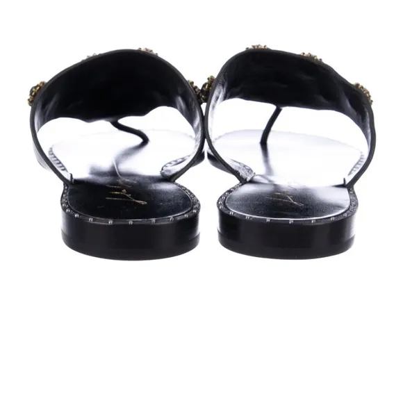 Anthropologie BNWT Embellished Thong Black Sandals 9 ‼️🔥