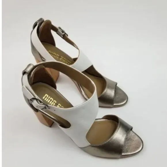 Anthropologie Nina Payne Pinta Asymmetrical colorblocked heels Sandals, Size 9
