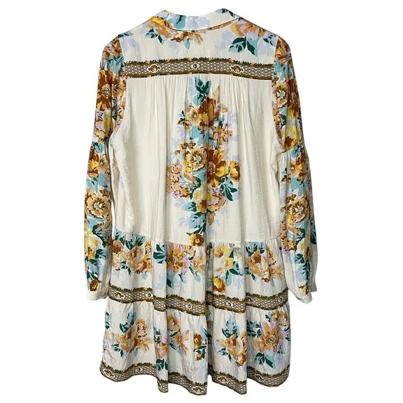ANTHROPOLOGIE Paneled Print Mini Shirt Dress, Large