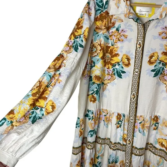 ANTHROPOLOGIE Paneled Print Mini Shirt Dress, Large