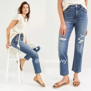 ANTHROPOLOGIE Pilcro The Vintage Straight Ripped Jeans Size 29 NWT