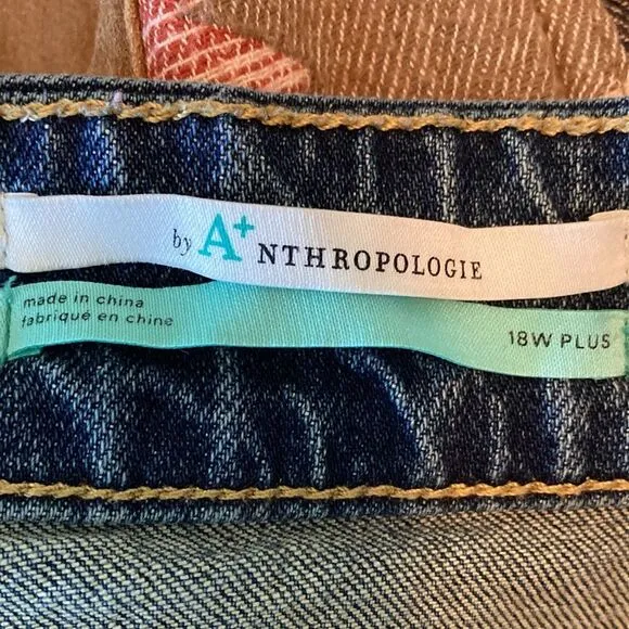 Anthropologie Pilcro Womens The Borrowed Boyfriend Jeans Size 18 W Plus Med Wash