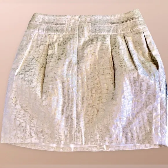 ANTHROPOLOGIE 🦋SZ 2 🦋SHIMMERING SILK DROP WAIST BROCADE SKIRT CREAMS GOLDS PINKS