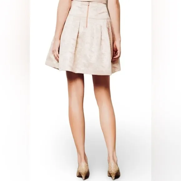 ANTHROPOLOGIE 🦋SZ 2 🦋SHIMMERING SILK DROP WAIST BROCADE SKIRT CREAMS GOLDS PINKS