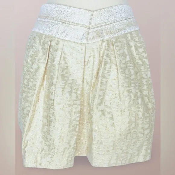 ANTHROPOLOGIE 🦋SZ 2 🦋SHIMMERING SILK DROP WAIST BROCADE SKIRT CREAMS GOLDS PINKS