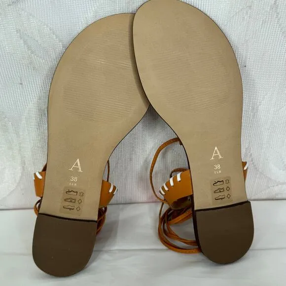 Anthropologie Tie Up Thong Sandals in Cedar/EU Size 38 US 7