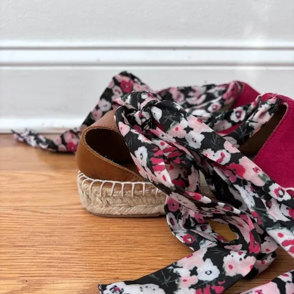 Anthropologie Vivienne Scarf Suede Espadrilles