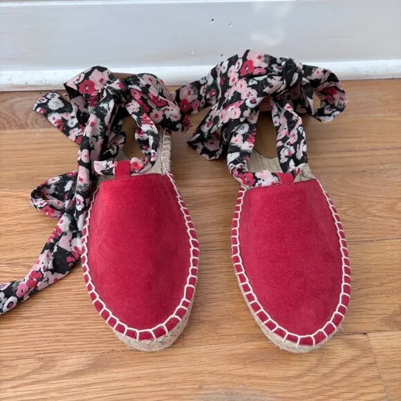 Anthropologie Vivienne Scarf Suede Espadrilles