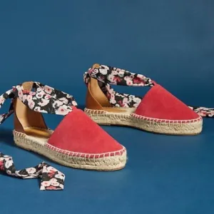 Anthropologie Vivienne Scarf Suede Espadrilles