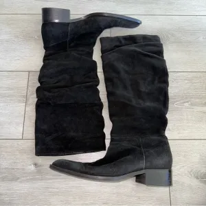 Aquatalia Black Suede Slouch Boots Women's 8