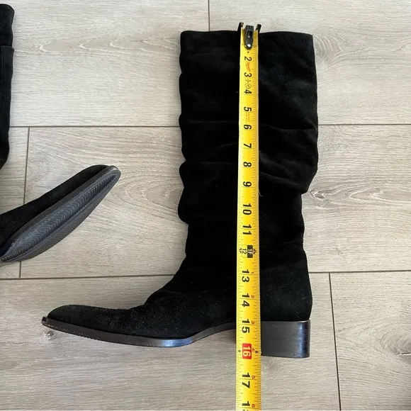 Aquatalia Black Suede Slouch Boots Women's 8