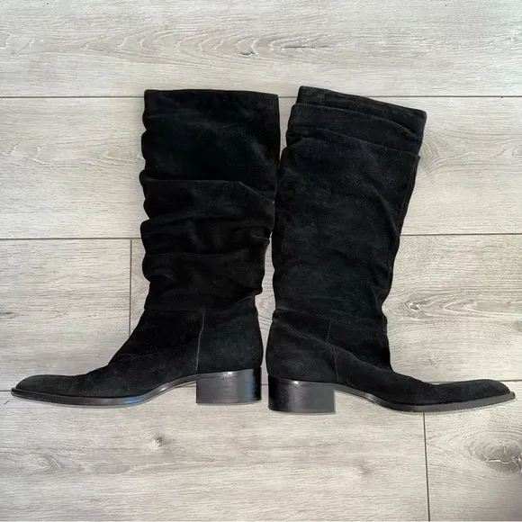 Aquatalia Black Suede Slouch Boots Women's 8