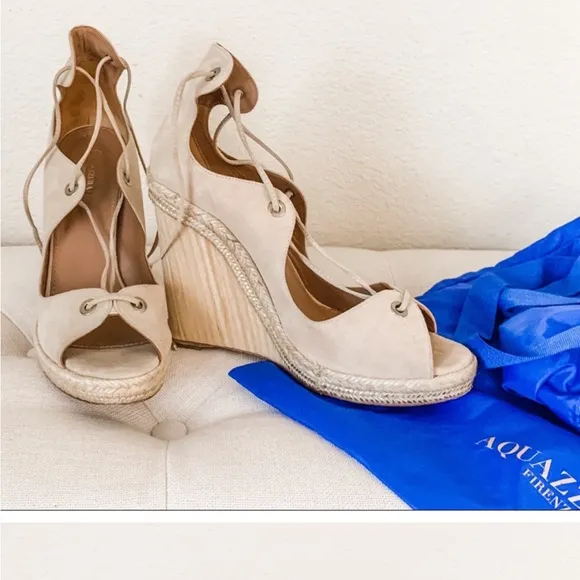 Aquazzura Beige Wedge Sandals Size 42 Size 11 Aquazzura Espadrilles
