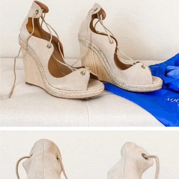 Aquazzura Beige Wedge Sandals Size 42 Size 11 Aquazzura Espadrilles
