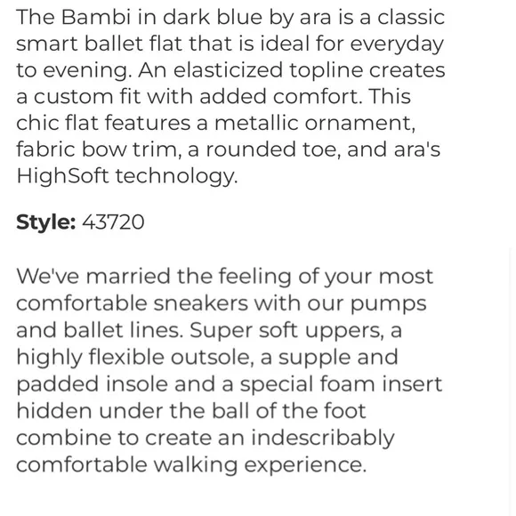 ARA 5 4.5 Bambi Suede Sparkle Ballet Flats in Navy Blue Puntikid • Classic