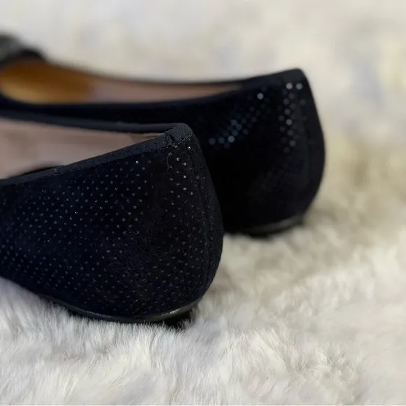 ARA 5 4.5 Bambi Suede Sparkle Ballet Flats in Navy Blue Puntikid • Classic