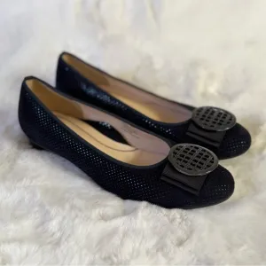 ARA 5 4.5 Bambi Suede Sparkle Ballet Flats in Navy Blue Puntikid • Classic