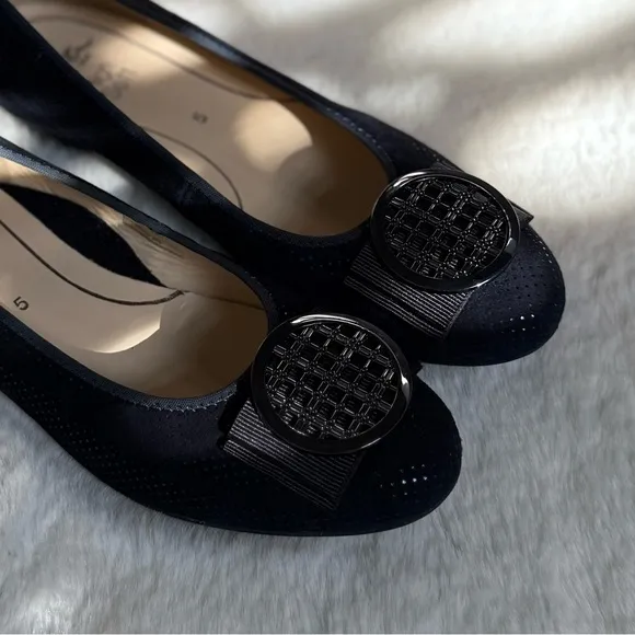 ARA 5 4.5 Bambi Suede Sparkle Ballet Flats in Navy Blue Puntikid • Classic
