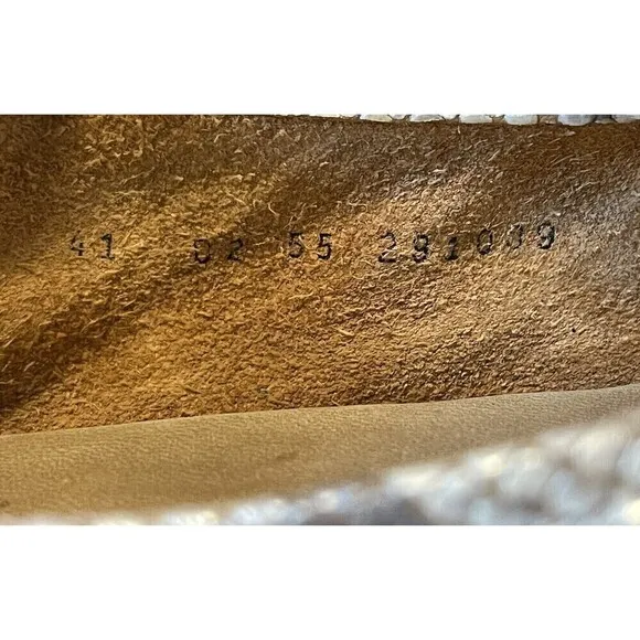 Arche Snake Embossed Slip On leather Ballet Flats Women Size US 10.5/41 EU Metal