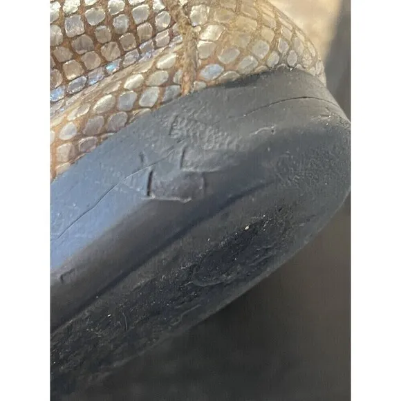 Arche Snake Embossed Slip On leather Ballet Flats Women Size US 10.5/41 EU Metal