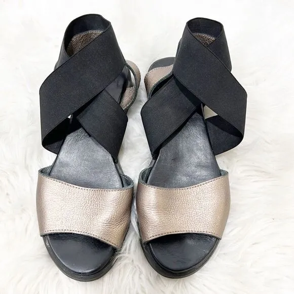 Arche Womens Satia Gold Black Ankle Strap Sandals EUR 36 5.5 Medium