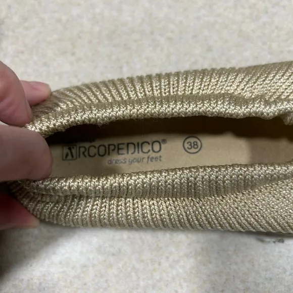 Arcopedico Shoes Womens 38 7/7.5 Slip On Loafers Tan Comfort Wedge Neutral