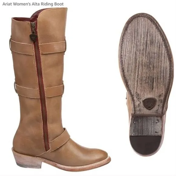 Ariat Alta Tan 3 Buckle Leather Riding Boots NWT Size 6.5