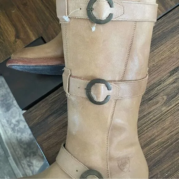 Ariat Alta Tan 3 Buckle Leather Riding Boots NWT Size 6.5