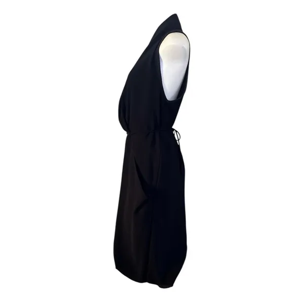 Aritzia Wilfred Sabine Black Sleeveless Drapey Mini Dress Size Small