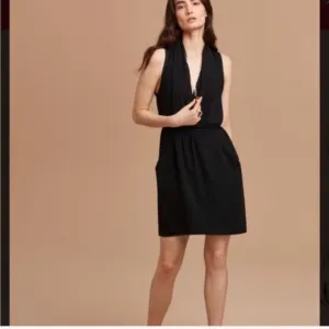 Aritzia Wilfred Sabine Black Sleeveless Drapey Mini Dress Size Small