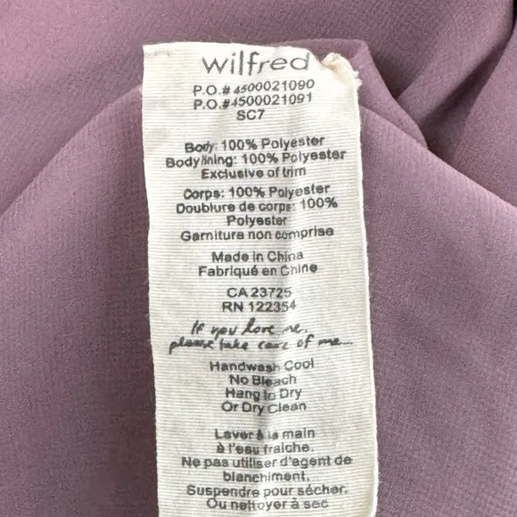 Aritzia Wilfred Sabine Wrap Front Mini Dress Mauve/Purple Size Medium