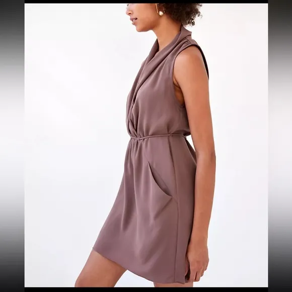 Aritzia Wilfred Sabine Wrap Front Mini Dress Mauve/Purple Size Medium
