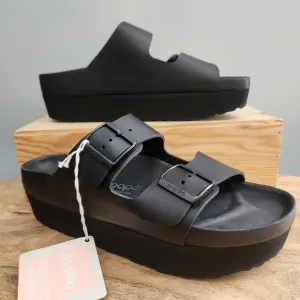 Arizona Papillio Black Buckle Platform Sandals Birkenstock Size 9 (40) NWT