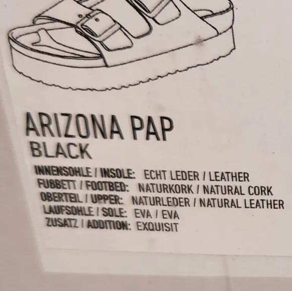 Arizona Papillio Black Buckle Platform Sandals Birkenstock Size 9 (40) NWT