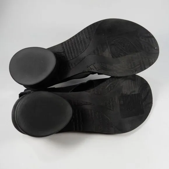 A.S.98 Lucca Heeled Sandals Size 37 7 Black Leather EUC $319
