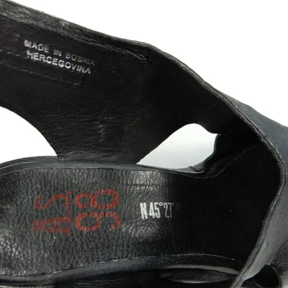 A.S.98 Lucca Heeled Sandals Size 37 7 Black Leather EUC $319