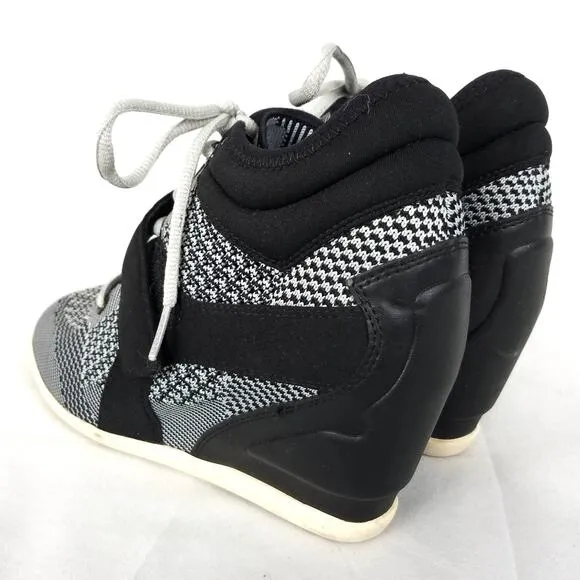 Ash Bebop Knit Wedge Sneakers Black Gray Women's Size EU 38 US 8